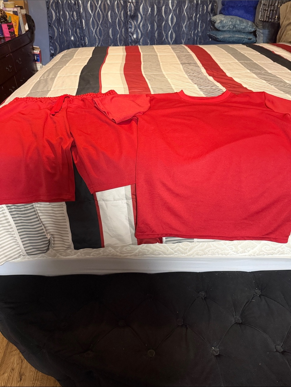 Men's Red Athletic Shirt and Shorts Set